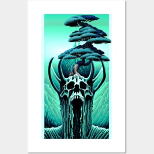 Skeleton With Bonsai Tree Growing Out Of Its Head Posters and Art